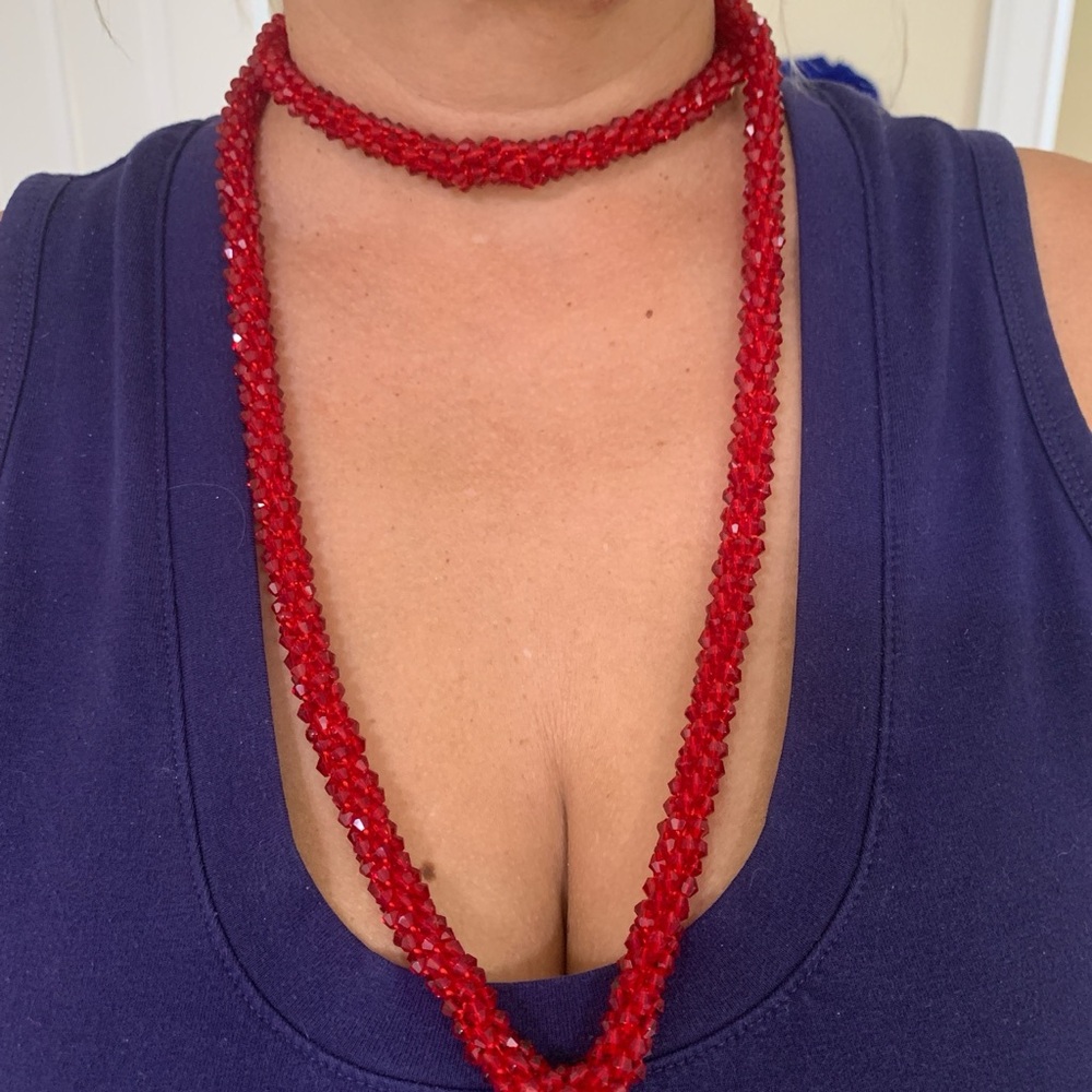 Red Sparkly beaded necklace